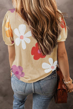 Load image into Gallery viewer, Apricot Flower Print Bubble Sleeve Tee | Tops/Tops &amp; Tees
