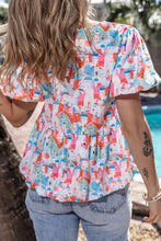 Load image into Gallery viewer, Womens Blouse | Printed Round Neck Puff Sleeve Blouse | Top
