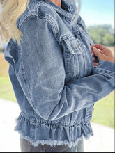 Load image into Gallery viewer, Raw Hem Denim Jacket | Long Sleeves
