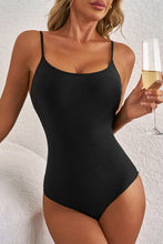 Load image into Gallery viewer, Black Thin Strap Strappy Lace-up Open Back One Piece Swimsuit
