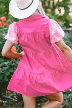 Load image into Gallery viewer, Bubble Sleeve Dress | Sequined Sleeve Ruffled Shirt Dress

