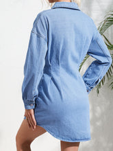 Load image into Gallery viewer, Distressed Denim Dress | Button Up Long Sleeve Dress
