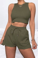 Load image into Gallery viewer, Womens Shorts Set-Round Neck Top and Drawstring Shorts Set | shorts set
