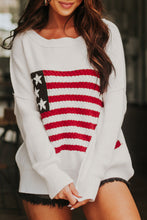 Load image into Gallery viewer, American Flag Sweater | Cable Knit Drop Shoulder Sweater
