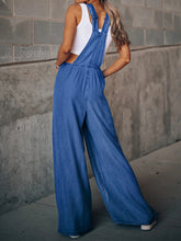 Load image into Gallery viewer, Womens Denim Overalls |  Distressed Wide Leg Blue Denim Overalls | Blue Jeans
