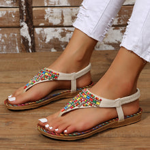 Load image into Gallery viewer, Beaded Leather Sandals |  Flat Sandals
