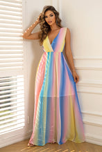 Load image into Gallery viewer, Rainbow Maxi Dress | Surplice Neck Sleeveless Dress
