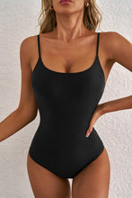 Load image into Gallery viewer, Black Thin Strap Strappy Lace-up Open Back One Piece Swimsuit
