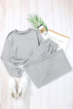 Load image into Gallery viewer, Activewear Set | Light Grey Criss Cross Crop Top and Pants
