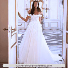 Load image into Gallery viewer, Lace Wedding Dress-Boat Neck Beaded Flowers Wedding Dress | Wedding Dresses
