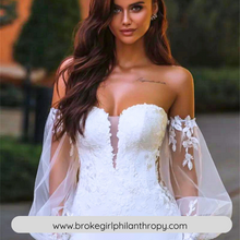 Load image into Gallery viewer, Mermaid Wedding Dress-Off the Shoulder Boho Bridal Gown | Wedding Dresses
