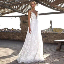 Load image into Gallery viewer, Bohemian Wedding Dress-V Neck Lace Princess Bridal Gown | Wedding Dresses
