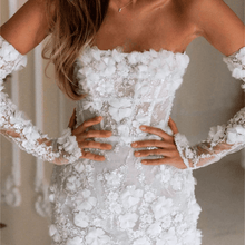 Load image into Gallery viewer, Short Wedding Dress | Short Lace Wedding Dress-Off Shoulder Detachable Sleeves | Wedding Dresses
