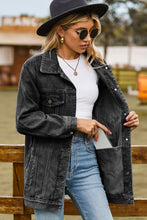 Load image into Gallery viewer, Womens Jacket-Buttoned Collared Neck Denim Jacket with Pockets
