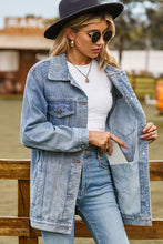 Load image into Gallery viewer, Womens Jacket-Buttoned Collared Neck Denim Jacket with Pockets
