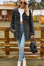 Load image into Gallery viewer, Womens Jacket-Buttoned Collared Neck Denim Jacket with Pockets
