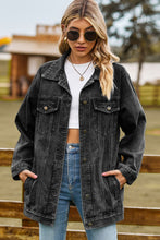 Load image into Gallery viewer, Womens Jacket-Buttoned Collared Neck Denim Jacket with Pockets
