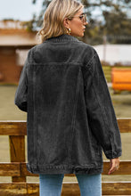 Load image into Gallery viewer, Womens Jacket-Buttoned Collared Neck Denim Jacket with Pockets
