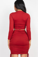Load image into Gallery viewer, Ruched Side Crop Top &amp; Drawstring Skirt Set
