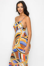 Load image into Gallery viewer, Crossed Back Marble Print Multicolor Midi Dress
