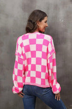 Load image into Gallery viewer, Womens Sweater-Checkered Open Front Drop Shoulder Cardigan | Coat &amp; Jacket &amp; Cardigan
