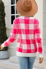 Load image into Gallery viewer, Womens Blouse-Checkered Ribbed Trim Knit Pullover | Coat &amp; Jacket &amp; Cardigan
