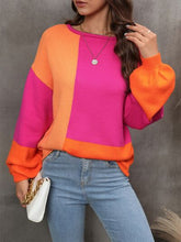 Load image into Gallery viewer, Womens Sweater-Color Block Round Neck Sweater | sweater
