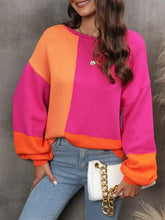 Load image into Gallery viewer, Womens Sweater-Color Block Round Neck Sweater | sweater
