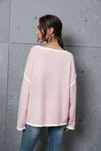 Load image into Gallery viewer, Womens Blouse-Contrast Detail Dropped Shoulder Knit Pullover | Tops/Blouses &amp; Shirts
