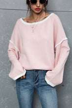 Load image into Gallery viewer, Womens Blouse-Contrast Detail Dropped Shoulder Knit Pullover | Tops/Blouses &amp; Shirts
