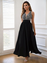 Load image into Gallery viewer, Womens Maxi Dress-Contrast Sequin Sleeveless Maxi Dress | Dresses

