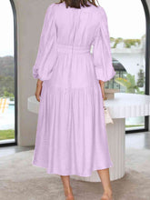 Load image into Gallery viewer, Womens Maxi Dress-Deep V-Neck Balloon Sleeve Plain Maxi Dress
