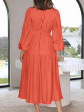 Load image into Gallery viewer, Womens Maxi Dress-Deep V-Neck Balloon Sleeve Plain Maxi Dress
