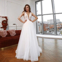 Load image into Gallery viewer, V Neck Wedding Dress-Beaded Tulle Bridal Gown | Wedding Dresses
