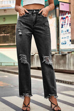 Load image into Gallery viewer, Blue Jeans-Distressed Buttoned Loose Fit Blue Jeans | Blue Jeans
