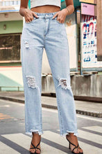 Load image into Gallery viewer, Blue Jeans-Distressed Buttoned Loose Fit Blue Jeans | Blue Jeans
