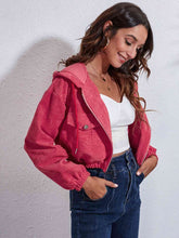 Load image into Gallery viewer, Womens Jacket-Drawstring Hooded Zip Up Jacket with Pockets
