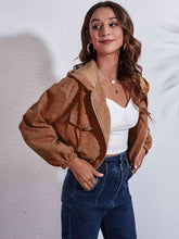 Load image into Gallery viewer, Womens Jacket-Drawstring Hooded Zip Up Jacket with Pockets
