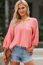 Load image into Gallery viewer, Womens Blouse-Dropped Shoulder V-Neck Blouse | Tops/Blouses &amp; Shirts

