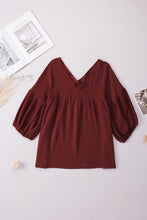 Load image into Gallery viewer, Womens Blouse-Dropped Shoulder V-Neck Blouse | Tops/Blouses &amp; Shirts
