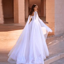 Load image into Gallery viewer, Bohemian Wedding Dress-A-Line Wedding Dress -Ribbon, Robe | Wedding Dresses
