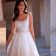 Load image into Gallery viewer, Bohemian Wedding Dress-A-Line Wedding Dress -Ribbon, Robe | Wedding Dresses
