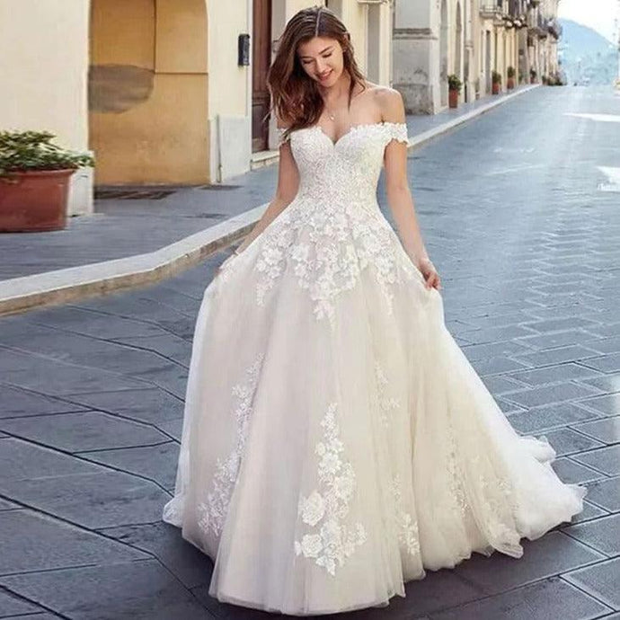 Off the Shoulder Wedding Dress-A Line Lace Wedding Dress | Wedding Dresses