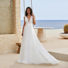 Load image into Gallery viewer, Beach Wedding Dress-V Neck Chiffon Bridal Gown | Wedding Dresses
