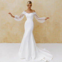 Load image into Gallery viewer, Off the Shoulder Wedding Dress-Tulle Satin Bridal Gown | Wedding &amp; Bridal Party Dresses
