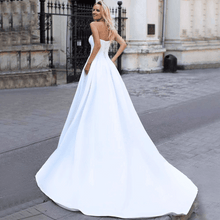 Load image into Gallery viewer, Beach Wedding Dress-Simple Strapless Beach Wedding Dress with Belt | Wedding Dresses
