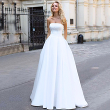 Load image into Gallery viewer, Beach Wedding Dress-Simple Strapless Beach Wedding Dress with Belt | Wedding Dresses
