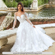 Load image into Gallery viewer, Lace Wedding Dress-V Neck Long Sleeve Bridal Gown | Wedding Dresses
