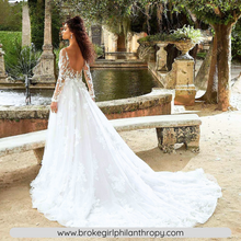 Load image into Gallery viewer, Lace Wedding Dress-V Neck Long Sleeve Bridal Gown | Wedding Dresses
