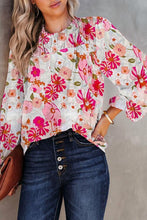 Load image into Gallery viewer, Womens Blouse-Floral Round Neck Balloon Sleeve Blouse | top
